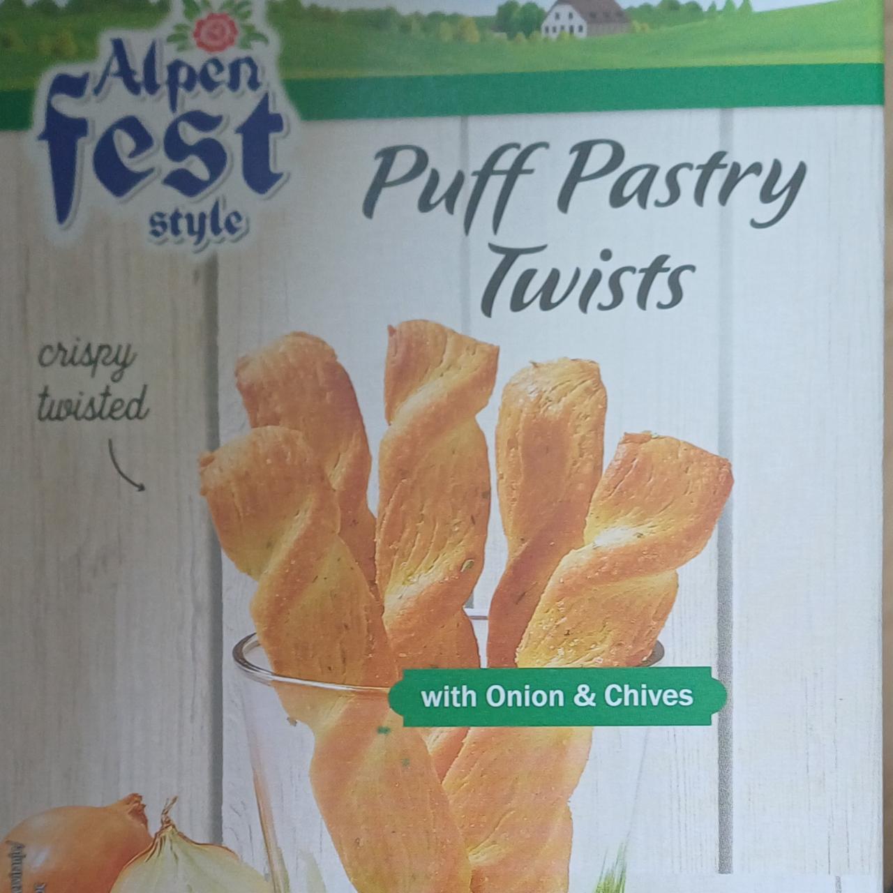 Zdjęcia - Puff pastry twists with onion chives Alpen fest style