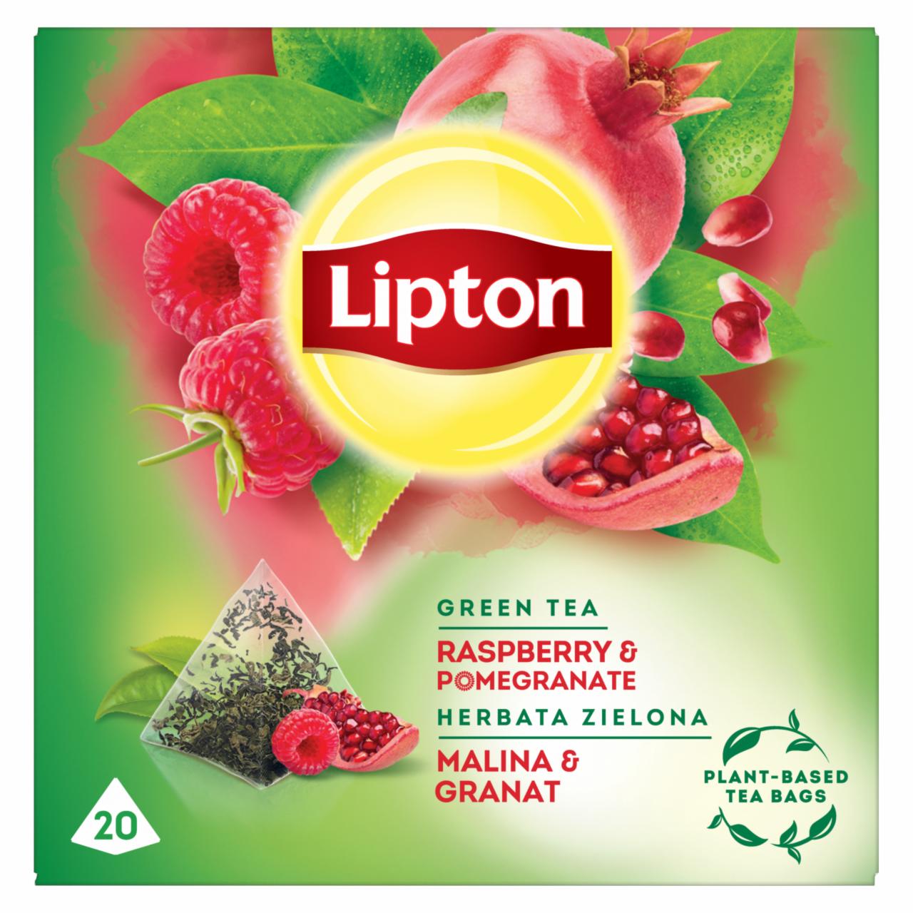 Zdjęcia - Lipton Herbata zielona malina & granat 28 g (20 torebek)