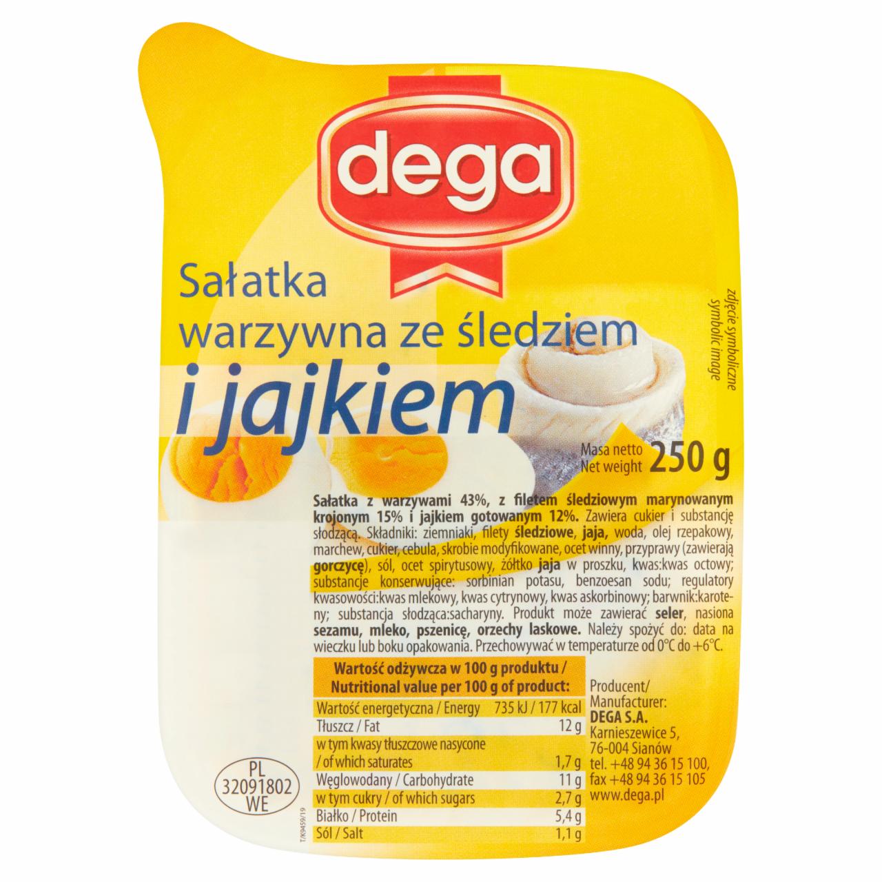 Zdjęcia - Dega Sałatka warzywna ze śledziem i jajkiem 250 g