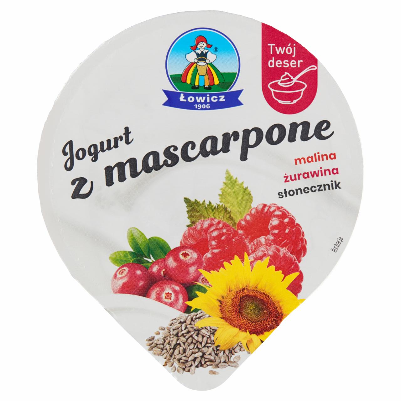 Zdjęcia - Jogurt z mascarpone malina żurawina słonecznik Łowicz