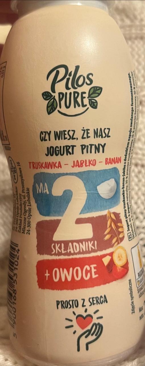 Zdjęcia - Jogurt pitny truskawka jabłko banan z dodatkiem napoju owsianego Pilos Pure