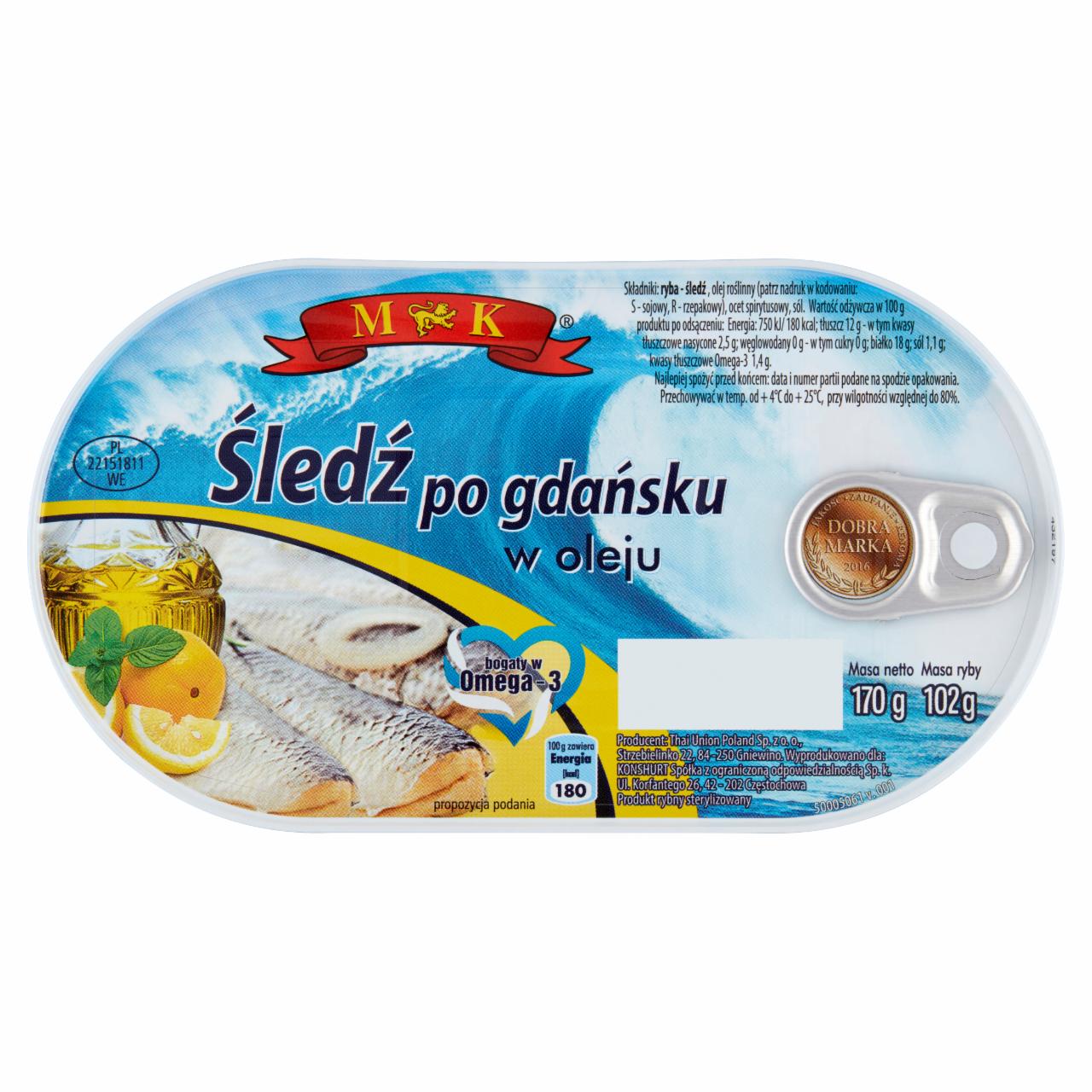 Zdjęcia - MK Śledź po gdańsku w oleju 170 g