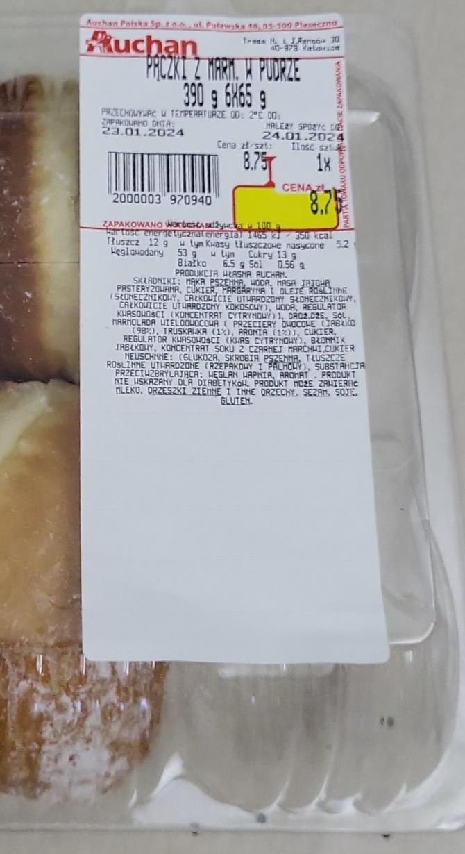 Zdjęcia - Pączki z marmoladą w pudrze Auchan