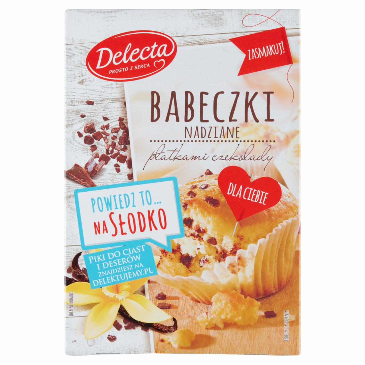 Zdjęcia - Delecta Babeczki z płatkami czekolady mieszanka do domowego wypieku ciasta 280 g