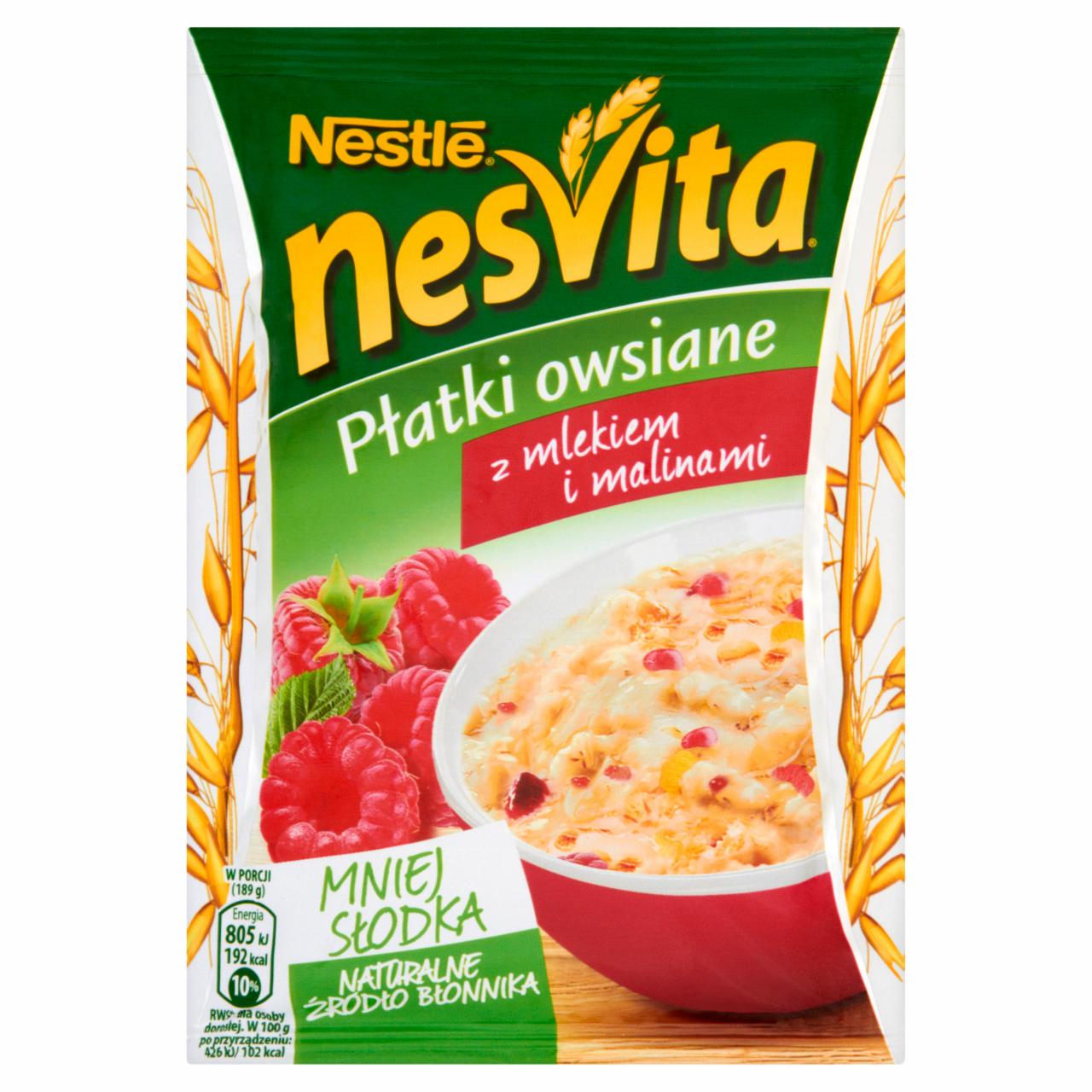 Zdjęcia - Nesvita Płatki owsiane z mlekiem i malinami 49 g