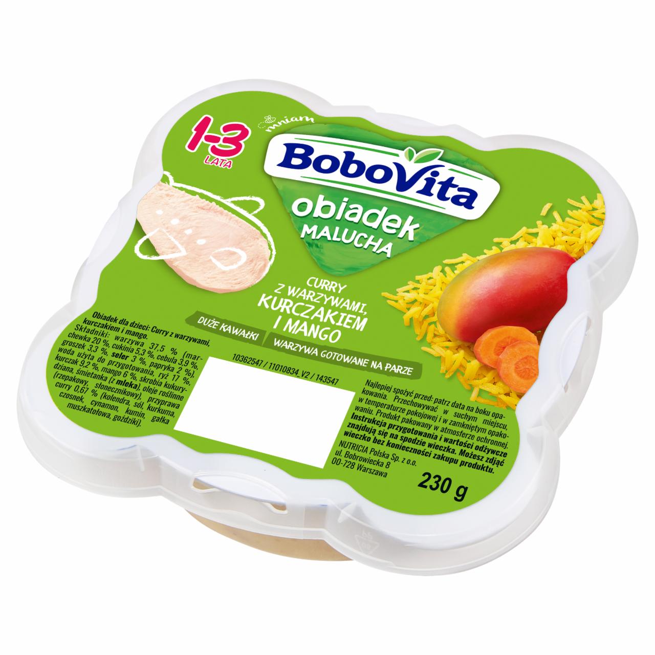 Zdjęcia - BoboVita Obiadek Malucha Curry z warzywami kurczakiem i mango 1-3 lata 230 g