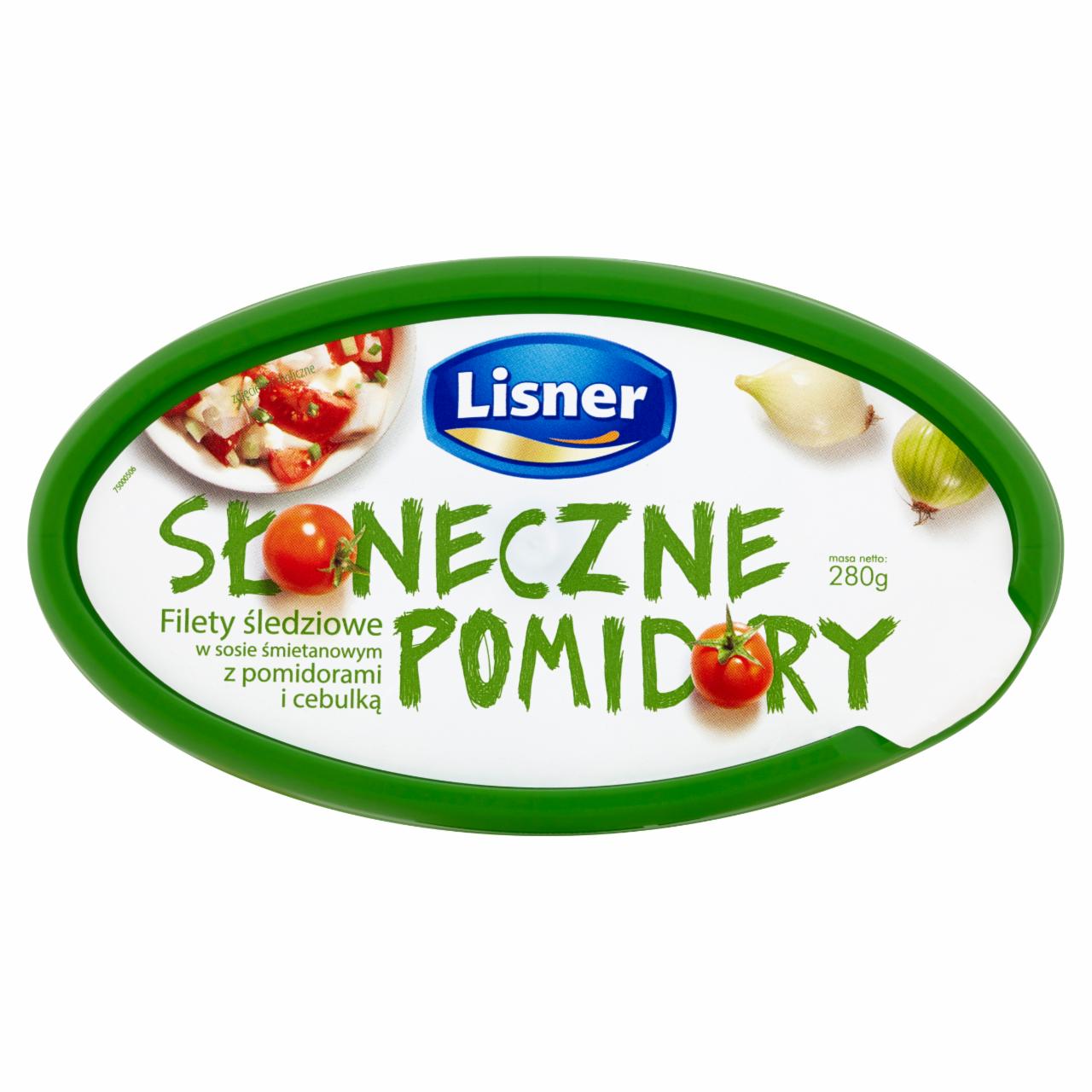 Zdjęcia - Lisner Słoneczne Pomidory Filety śledziowe w sosie śmietanowym z pomidorami i cebulką 280 g