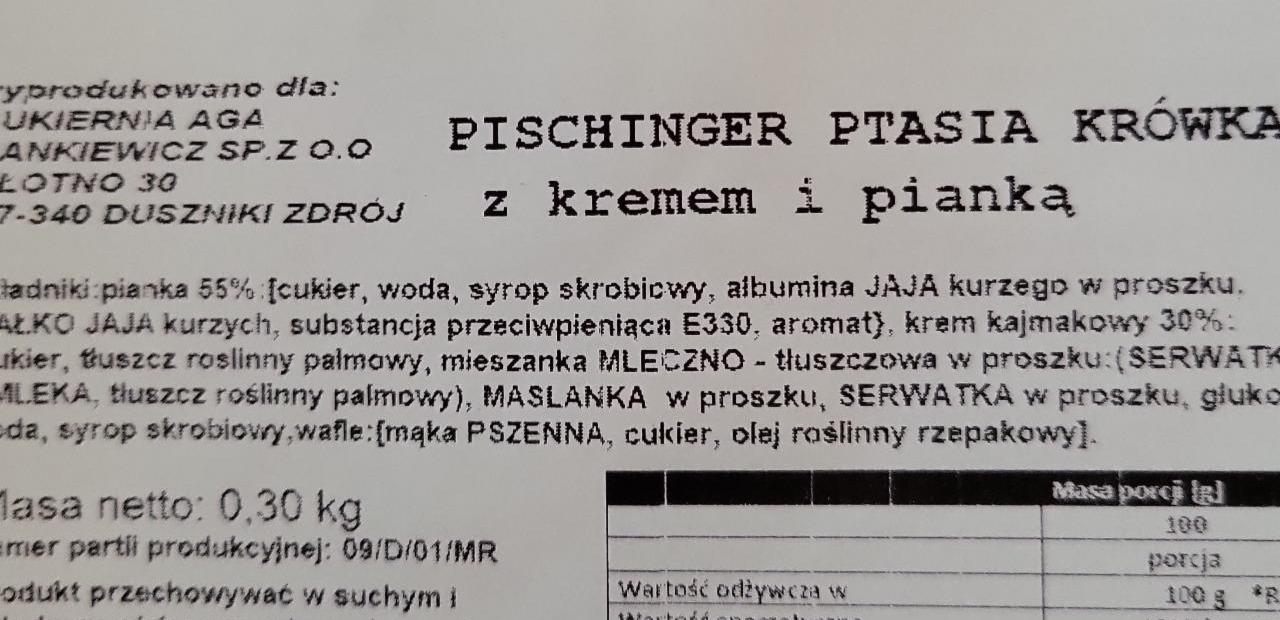 Zdjęcia - Pischinger ptasia krówka z kremem i pianką Cukiernia Aga Pankiewicz