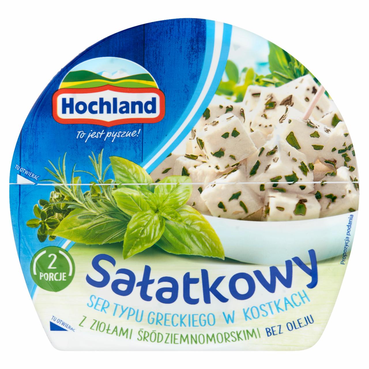 Zdjęcia - Hochland Ser typu greckiego w kostkach z ziołami śródziemnomorskimi bez oleju 135 g 