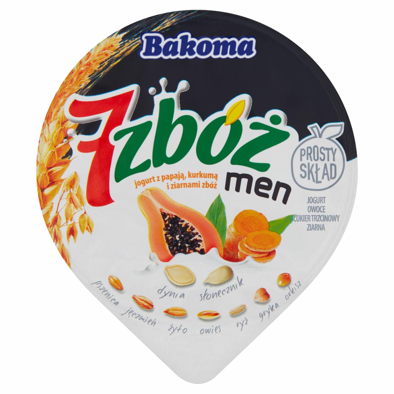 Zdjęcia - Bakoma 7 zbóż men Jogurt z papają kurkumą i ziarnami zbóż 300 g