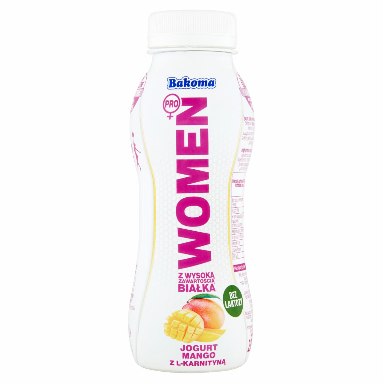 Zdjęcia - Bakoma Women Pro Jogurt z wysoką zawartością białka mango z L-karnityną 230 g