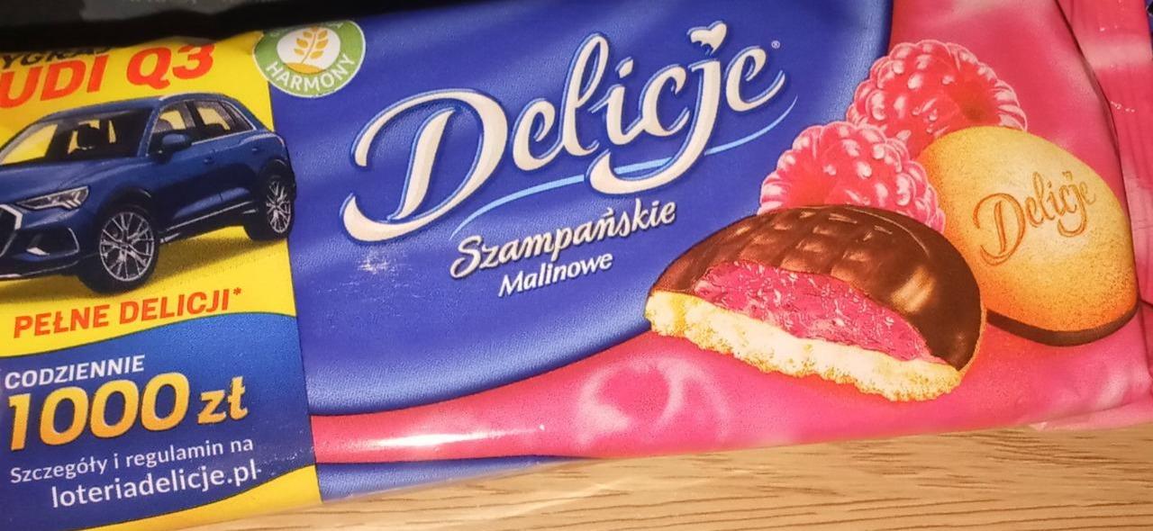 Zdjęcia - Szampańskie Biszkopty z galaretką o smaku malinowym oblewane czekoladą 147 g Delicje