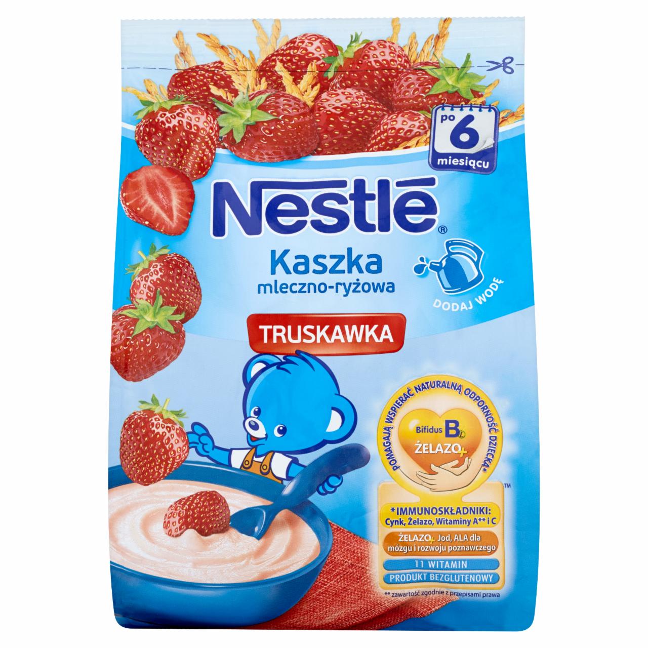 Zdjęcia - Nestlé Kaszka mleczno-ryżowa truskawka po 6. miesiącu 300 g