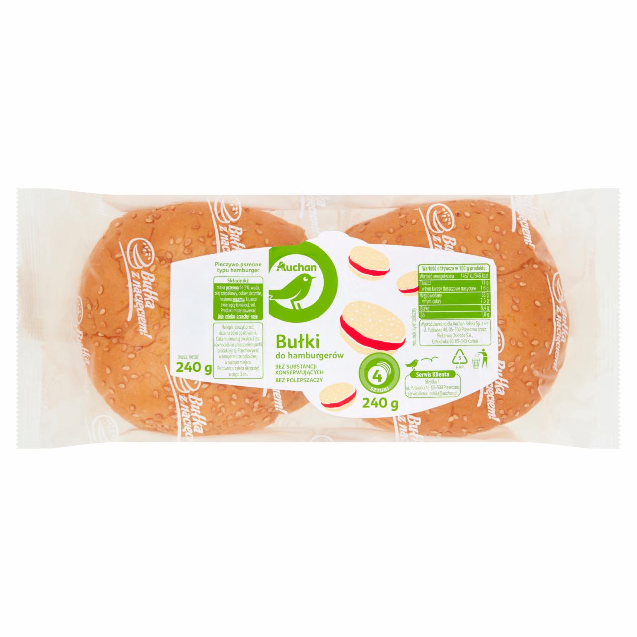 Zdjęcia - Auchan Bułki do hamburgerów 240 g (4 sztuki)