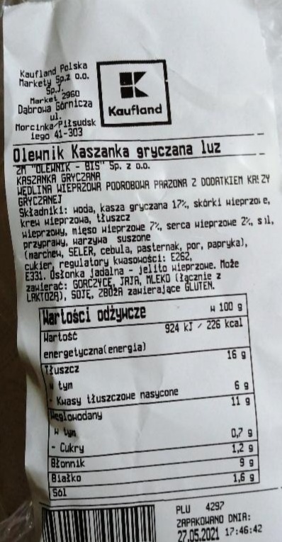 Zdjęcia - Kaszanka gryczana Olewnik