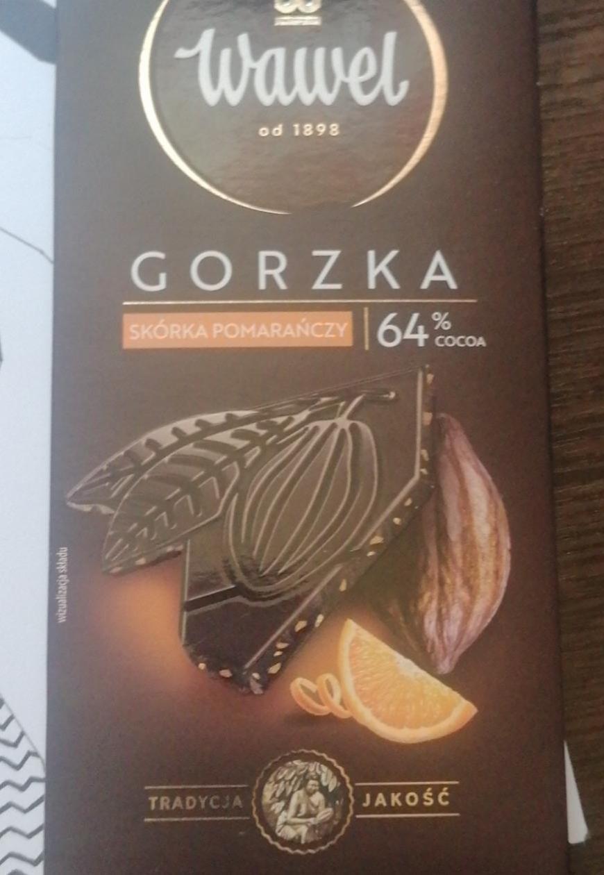 Zdjęcia - Wawel Czekolada gorzka 64 % cocoa skórka pomarańczy 90 g