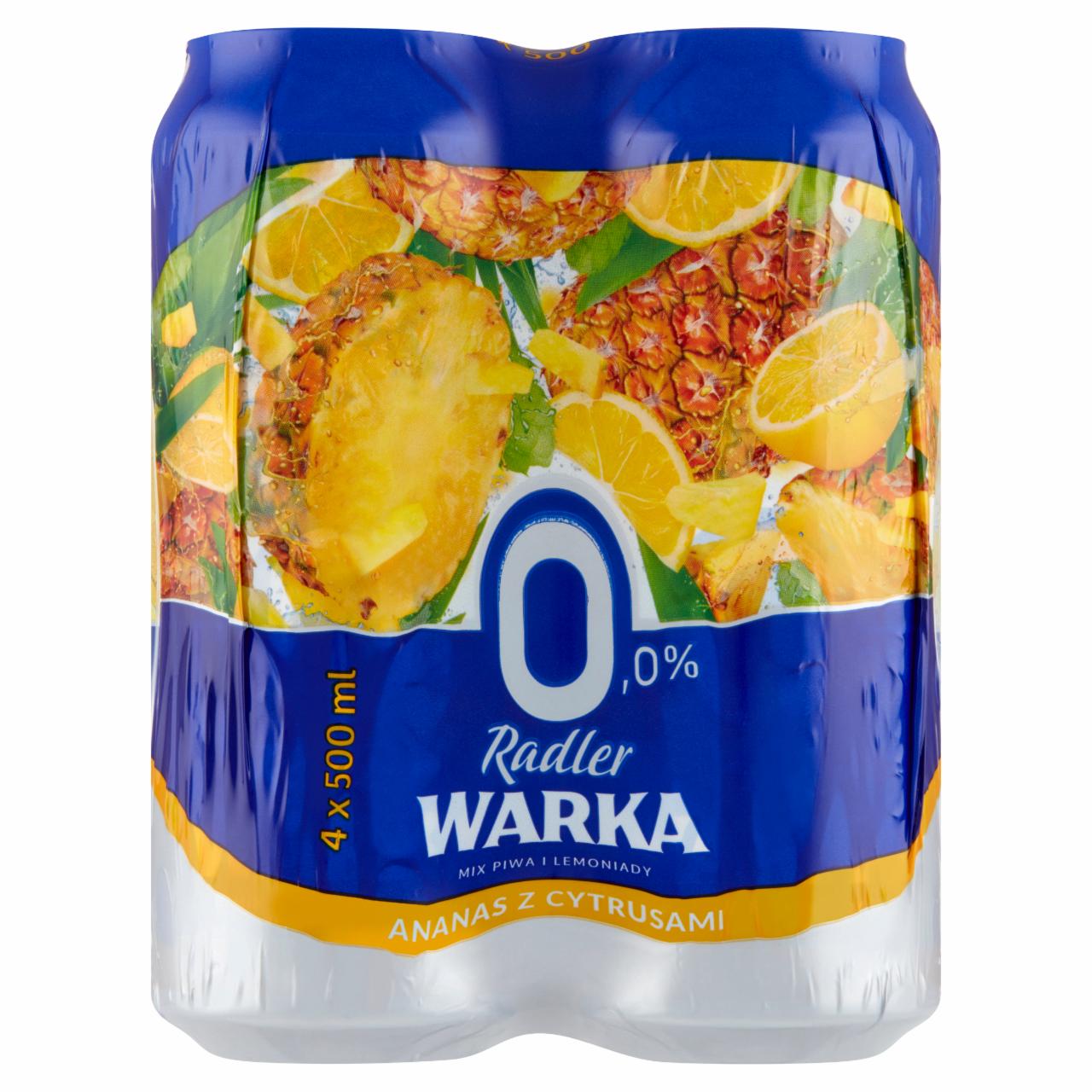 Zdjęcia - Warka Radler Piwo bezalkoholowe z lemoniadą o smaku ananasa z cytrusami 4 x 500 ml