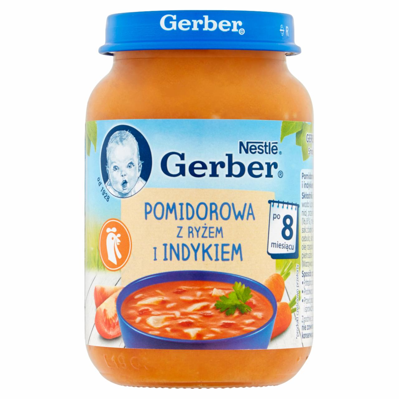 Zdjęcia - Gerber Pomidorowa z ryżem i indykiem dla niemowląt po 8. miesiącu 190 g