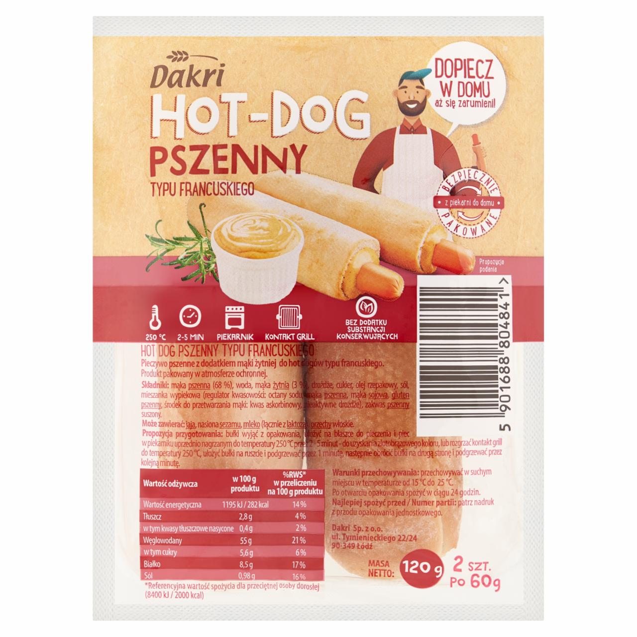 Zdjęcia - Dakri Hot-dog pszenny typu francuskiego 120 g (2 x 60 g)