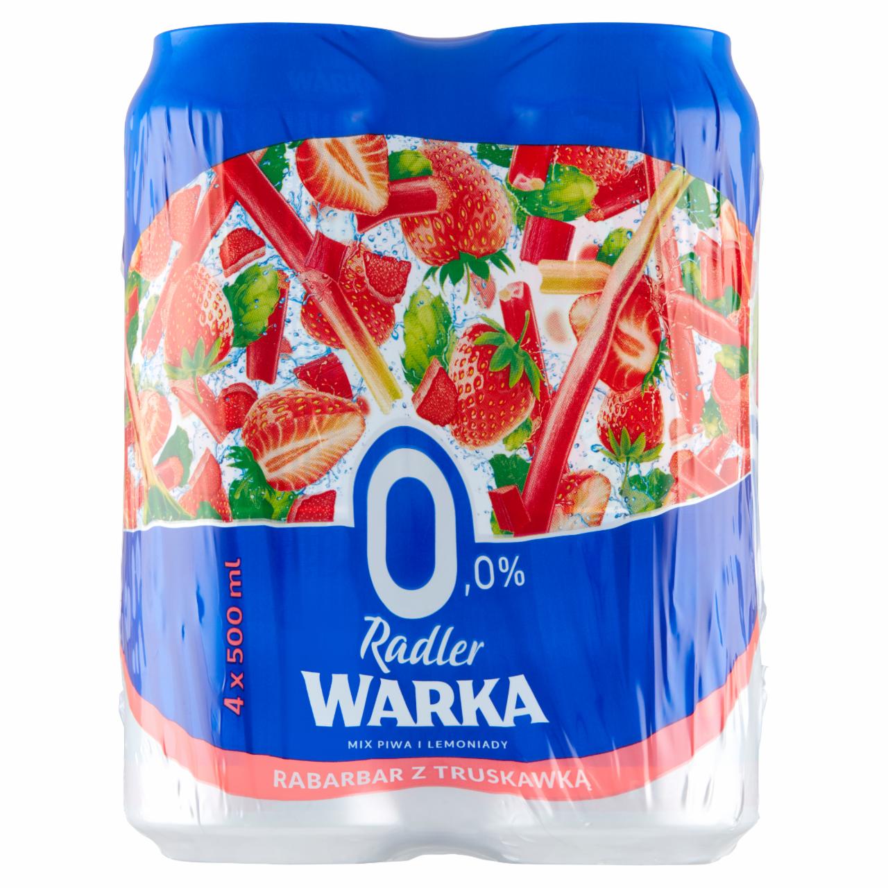 Zdjęcia - Warka Radler Piwo bezalkoholowe z lemoniadą o smaku rabarbaru i truskawki 4 x 500 ml