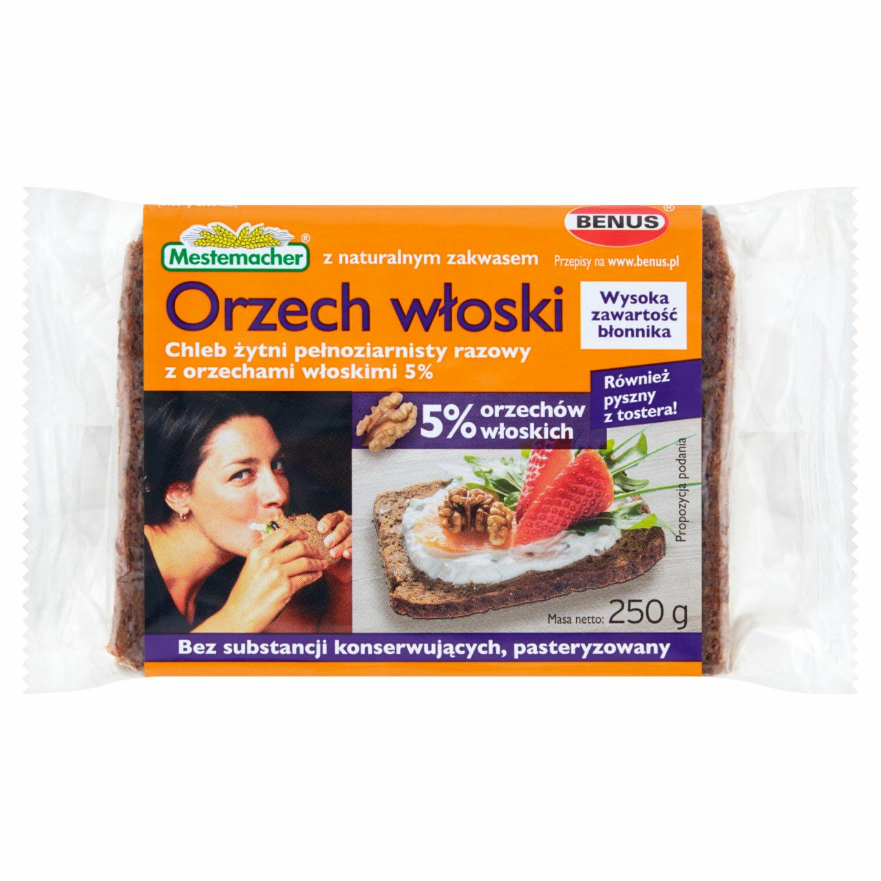 Zdjęcia - Mestemacher Chleb żytni pełnoziarnisty razowy z orzechami włoskimi 250 g