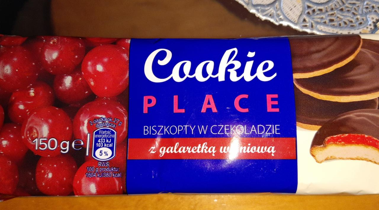 Zdjęcia - Cookie Place Biszkopty w czekoladzie z galaretką wiśniową