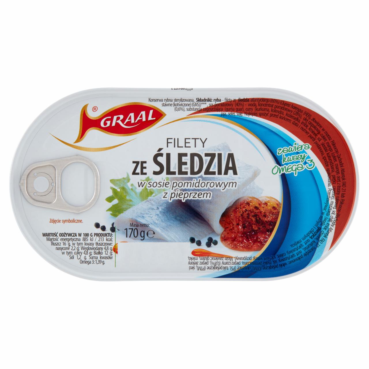 Zdjęcia - Graal Filety ze śledzia w sosie pomidorowym z pieprzem 170 g