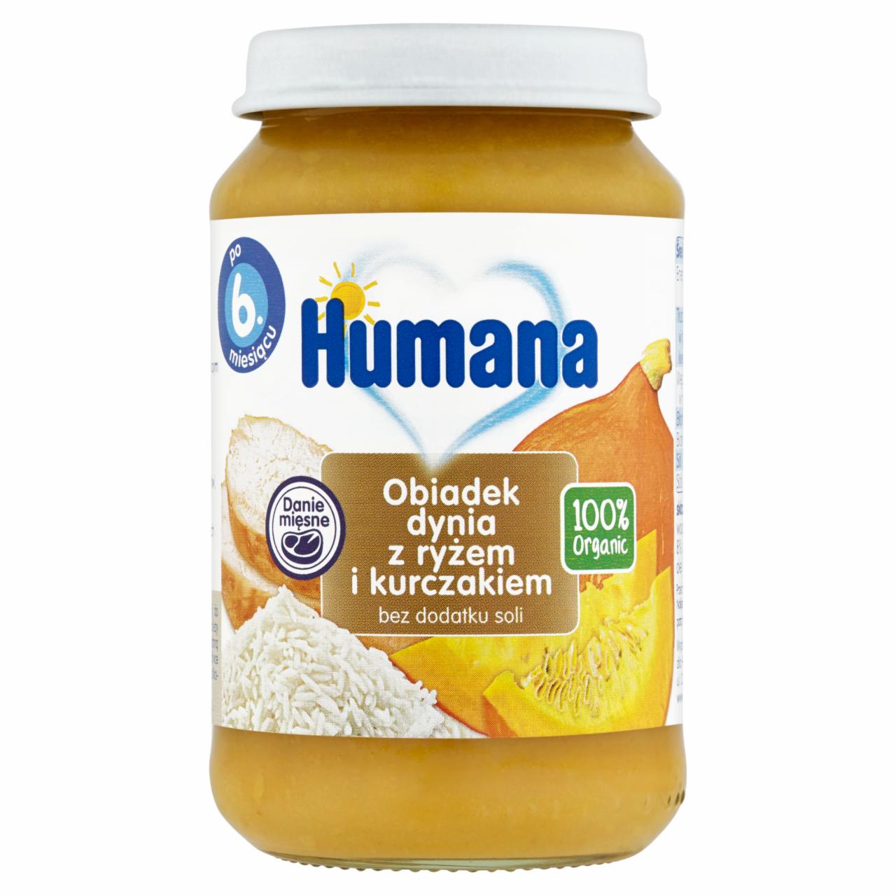 Zdjęcia - Humana 100% Organic Obiadek dynia z ryżem i kurczakiem po 6. miesiącu 190 g