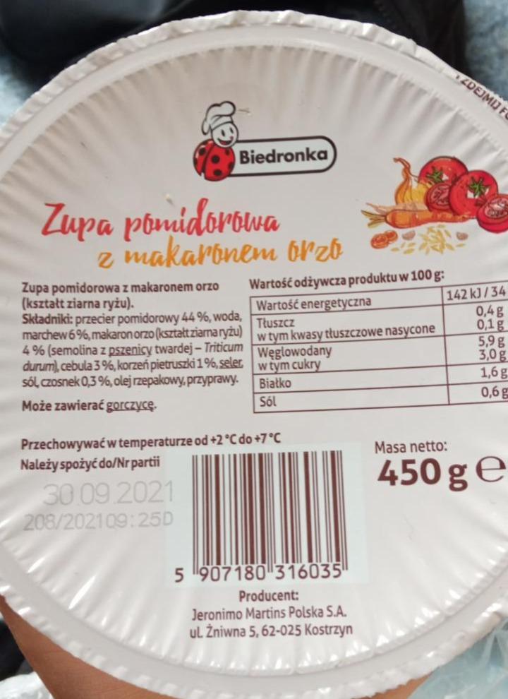 Zdjęcia - Zupa pomidorowa z makaronem orzo Biedronka