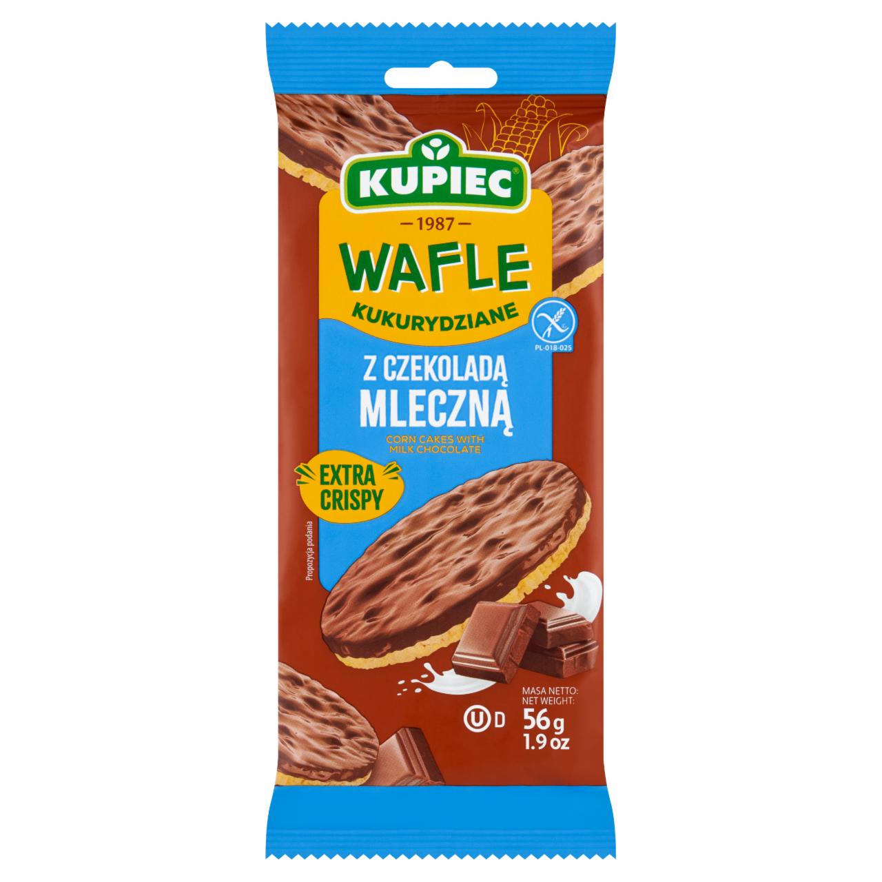 Zdjęcia - Kupiec Wafle kukurydziane z czekoladą mleczną 56 g (4 sztuki)