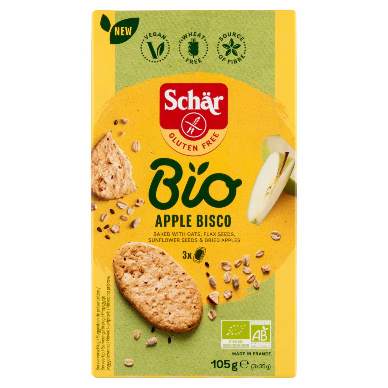 Zdjęcia - Schär Bio Apple Bisco Bezglutenowe ekologiczne ciastka z owsem i jabłkiem 105 g (3 x 35 g)