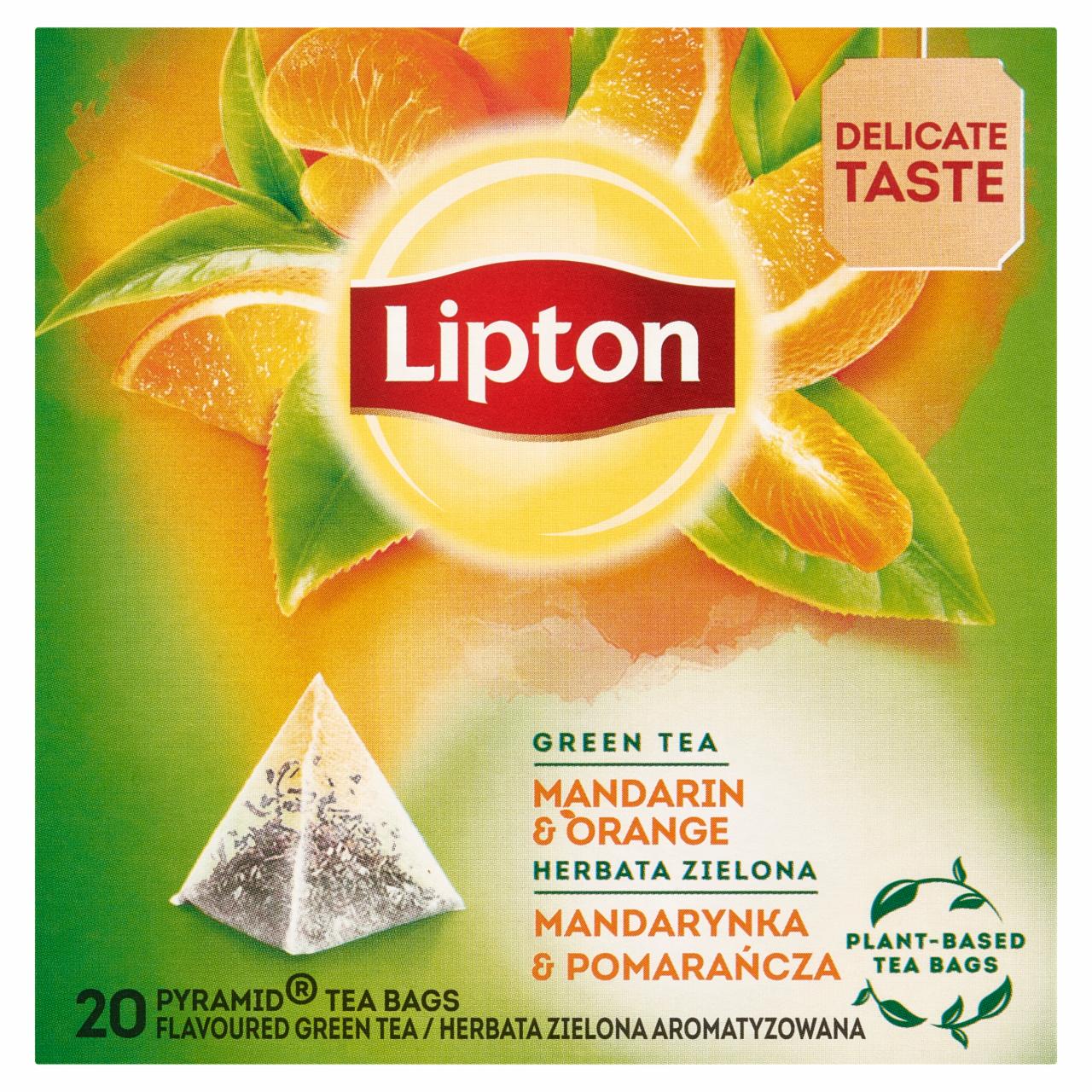 Zdjęcia - Lipton Herbata zielona aromatyzowana mandarynka & pomarańcza 36 g (20 torebek)