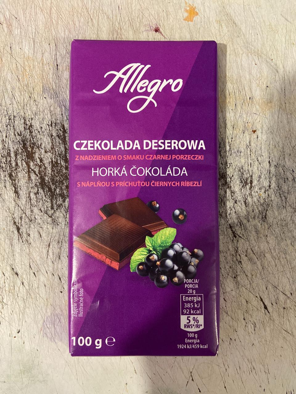 Zdjęcia - Czekolada deserowa z nadzieniem o smaku czarnej porzeczki Allegro