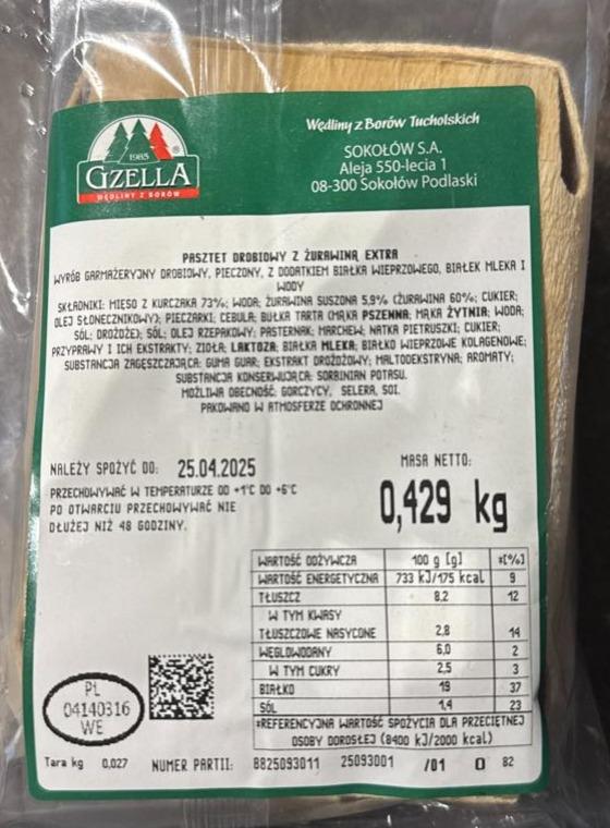 Zdjęcia - Pasztet drobiowy z żurawiną extra Gzella