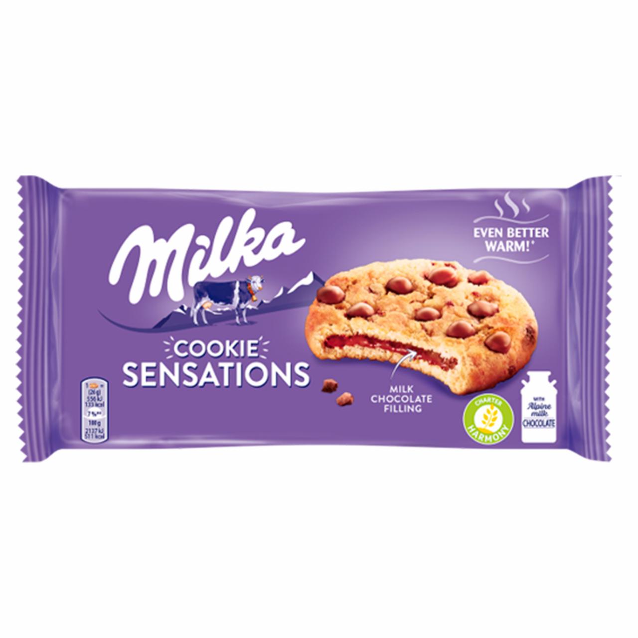 Zdjęcia - Milka Sensations Cookies Ciastka z kawałkami czekolady i nadzieniem z czekoladą mleczną 156 g