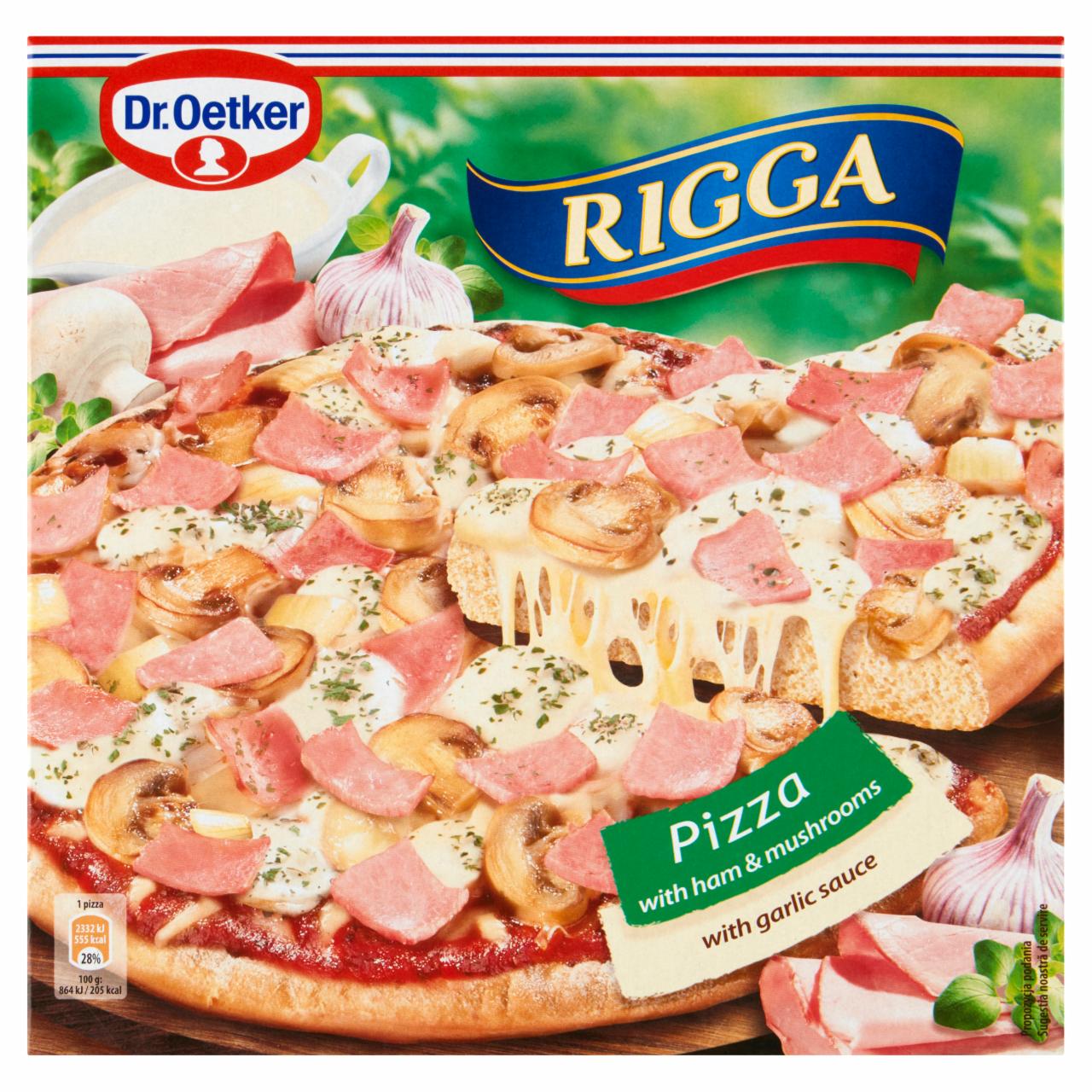 Zdjęcia - Dr. Oetker Rigga Pizza z szynką i pieczarkami z sosem czosnkowym 270 g