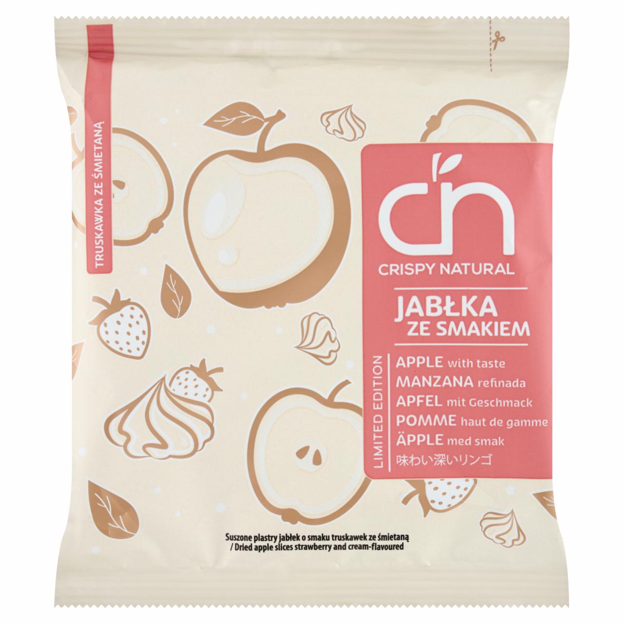 Zdjęcia - Crispy Natural Suszone plastry jabłek o smaku truskawek ze śmietaną 18 g