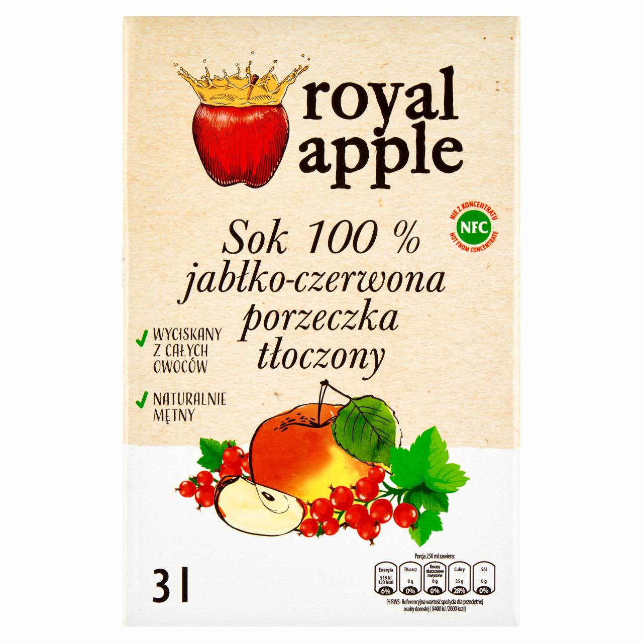 Zdjęcia - Royal apple Sok 100 % jabłko-czerwona porzeczka tłoczony 3 l