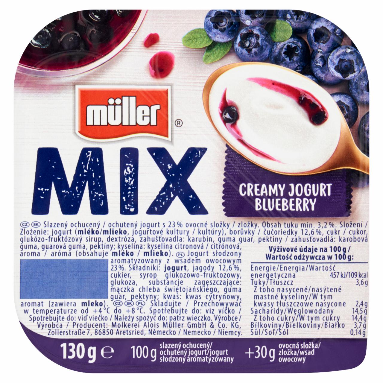Zdjęcia - Müller Mix Blueberry Jogurt 130 g