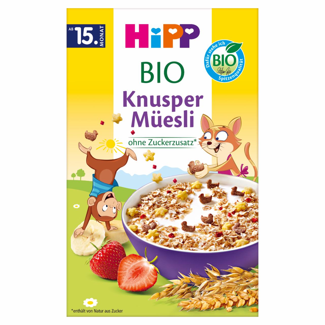 Zdjęcia - HiPP BIO Chrupiące musli z bananami i truskawkami od 15. miesiąca 200 g