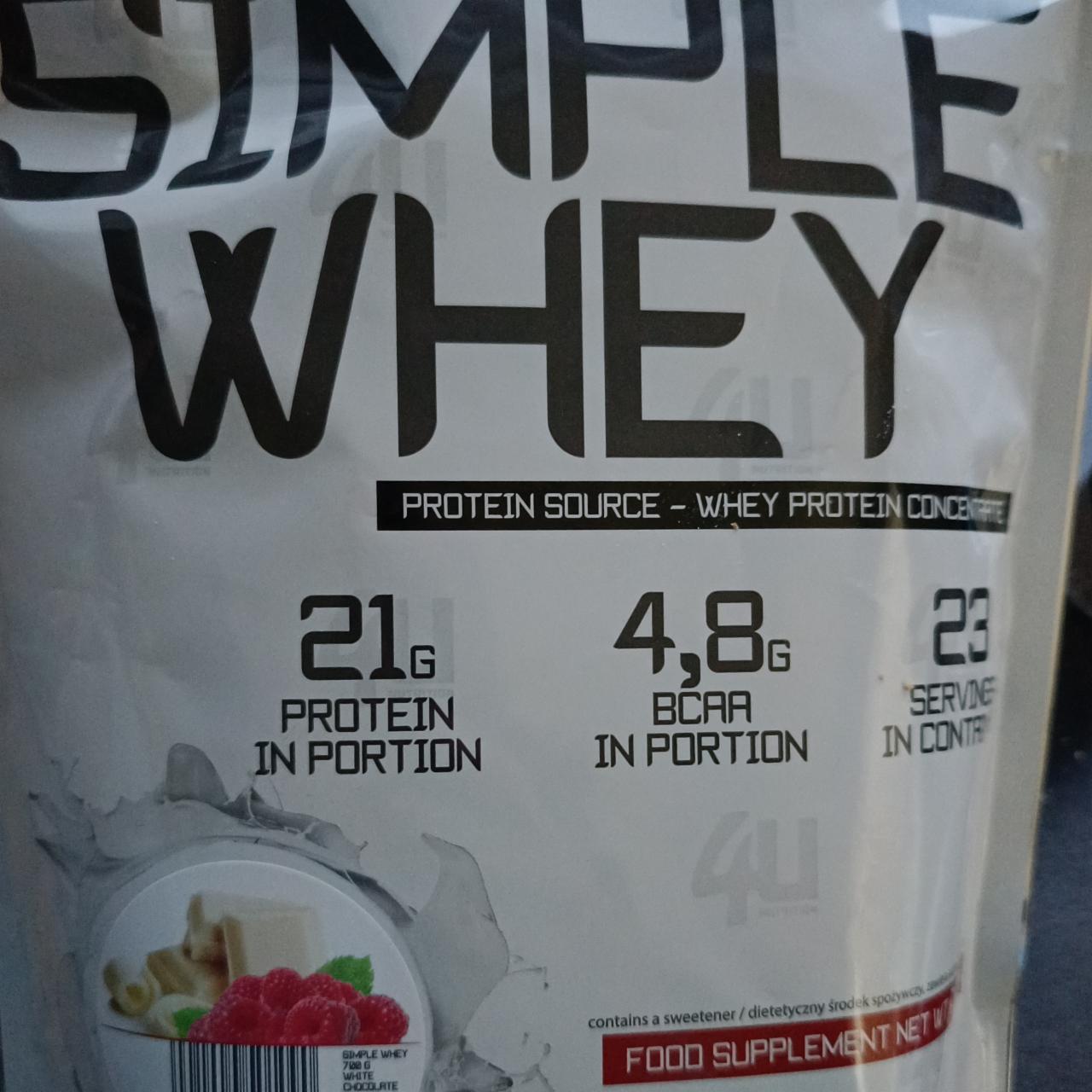 Zdjęcia - Simple whey biała czekolada i malina 4U