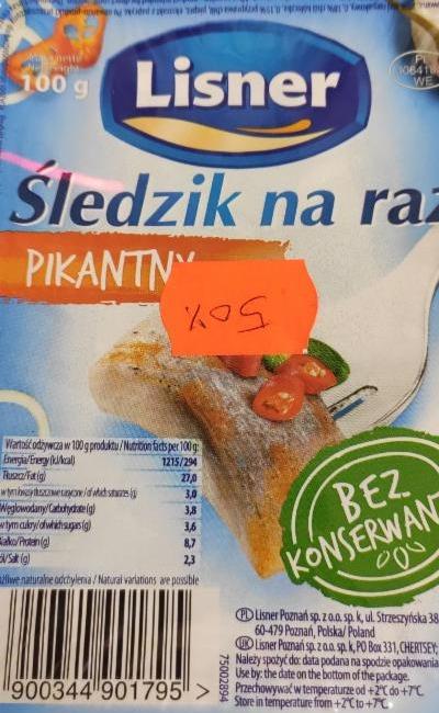 Zdjęcia - Lisner Śledzik na raz w sosie chakalaka 100 g