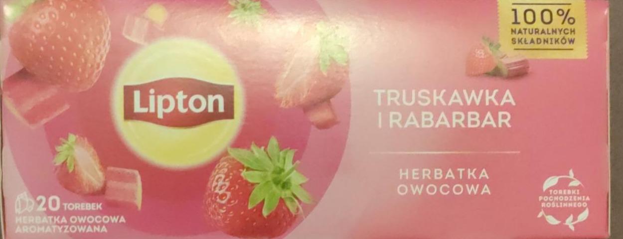 Zdjęcia - Herbatka owocowa truskawka i rabarbar 32 g (20 torebek) Lipton