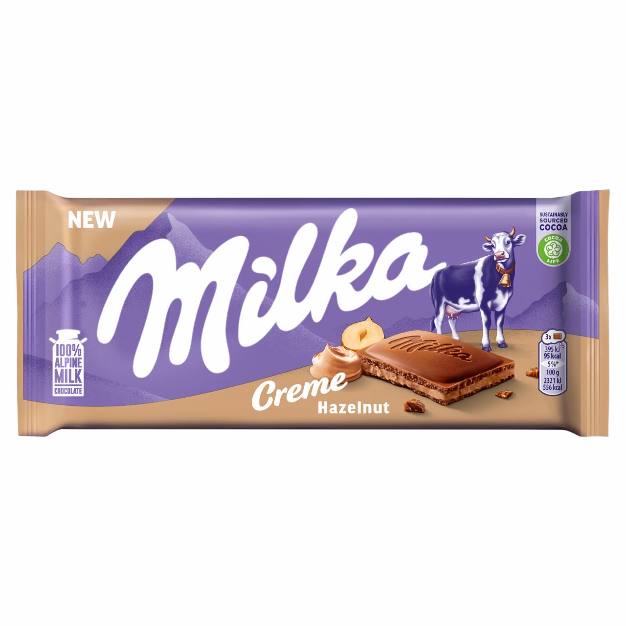 Zdjęcia - Milka Creme Czekolada mleczna z nadzieniem z orzechów laskowych 85 g