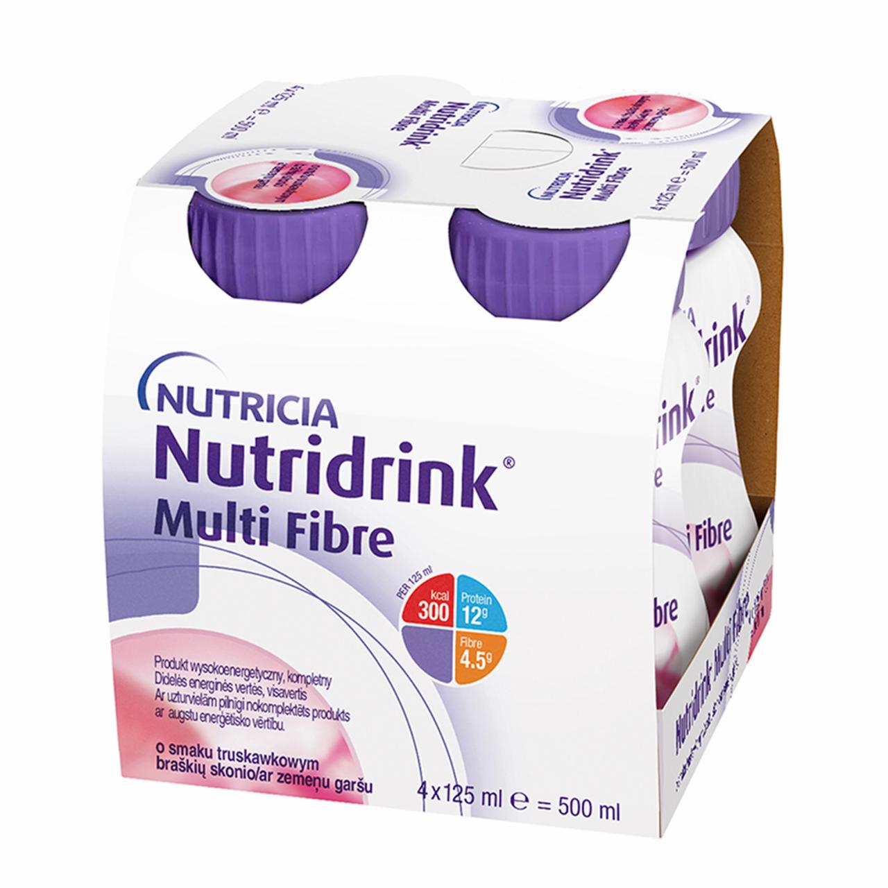Zdjęcia - Nutridrink Multi Fibre Żywność specjalnego przeznaczenia medycznego truskawka 500 ml (4 x 125 ml)