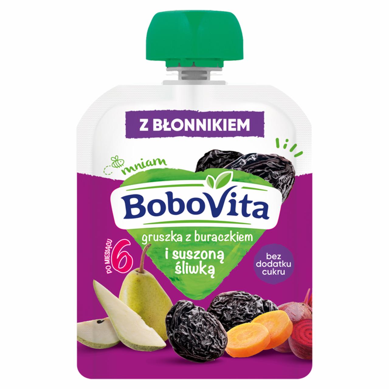 Zdjęcia - BoboVita Mus gruszka z buraczkiem i suszoną śliwką po 6 miesiącu 80 g