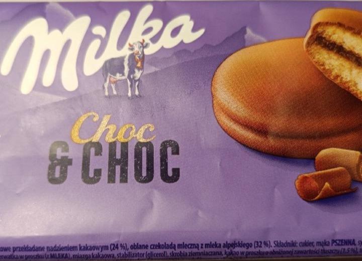 Zdjęcia - Milka Choc & Choc Ciastka biszkoptowe przekładane nadzieniem kakaowym oblane czekoladą mleczną