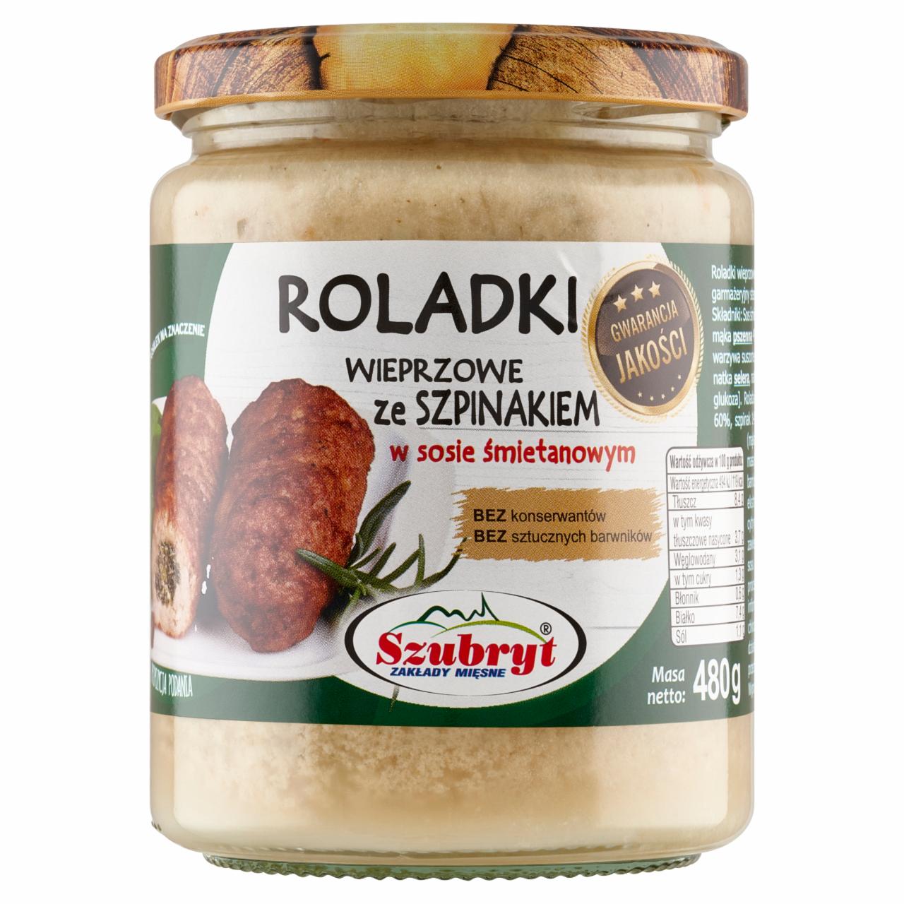 Zdjęcia - Szubryt Roladki wieprzowe ze szpinakiem w sosie śmietanowym 480 g