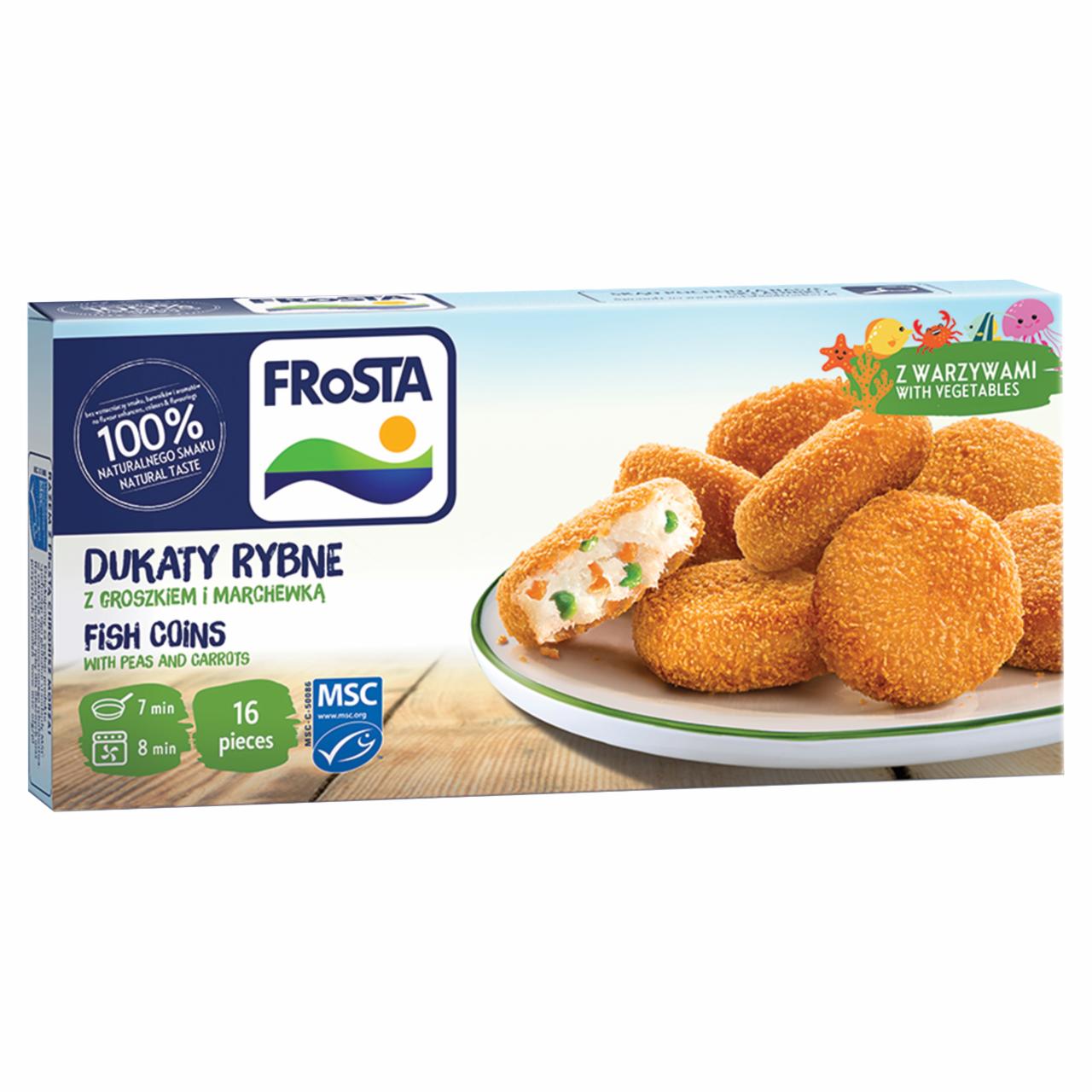 Zdjęcia - FRoSTA Dukaty rybne z groszkiem i marchewką 320 g (16 sztuk)