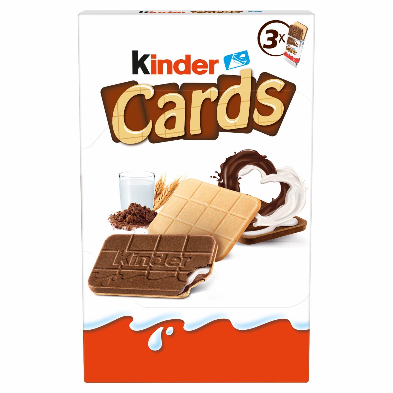 Zdjęcia - Kinder Cards Wafel wypełniony mlecznym i kakaowym nadzieniem 76,8 g (6 sztuk)